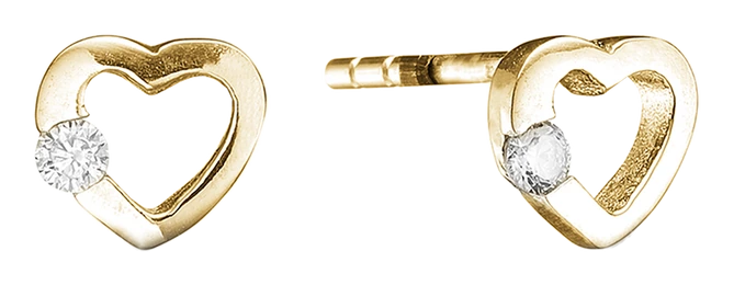 Ørestikker Hjerte med Cubic Zirkonia Forgyldt Sterling Sølv 0392211-75