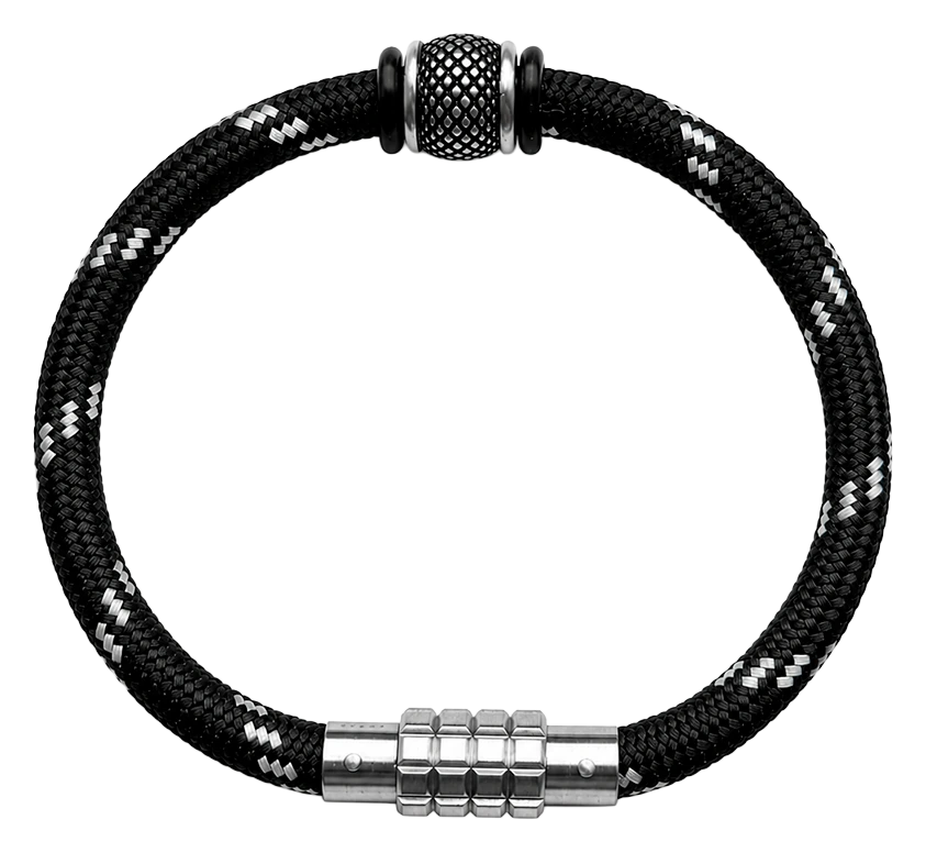Herrearmbånd Nylonsnor med Stålled 21 cm 0710207-21