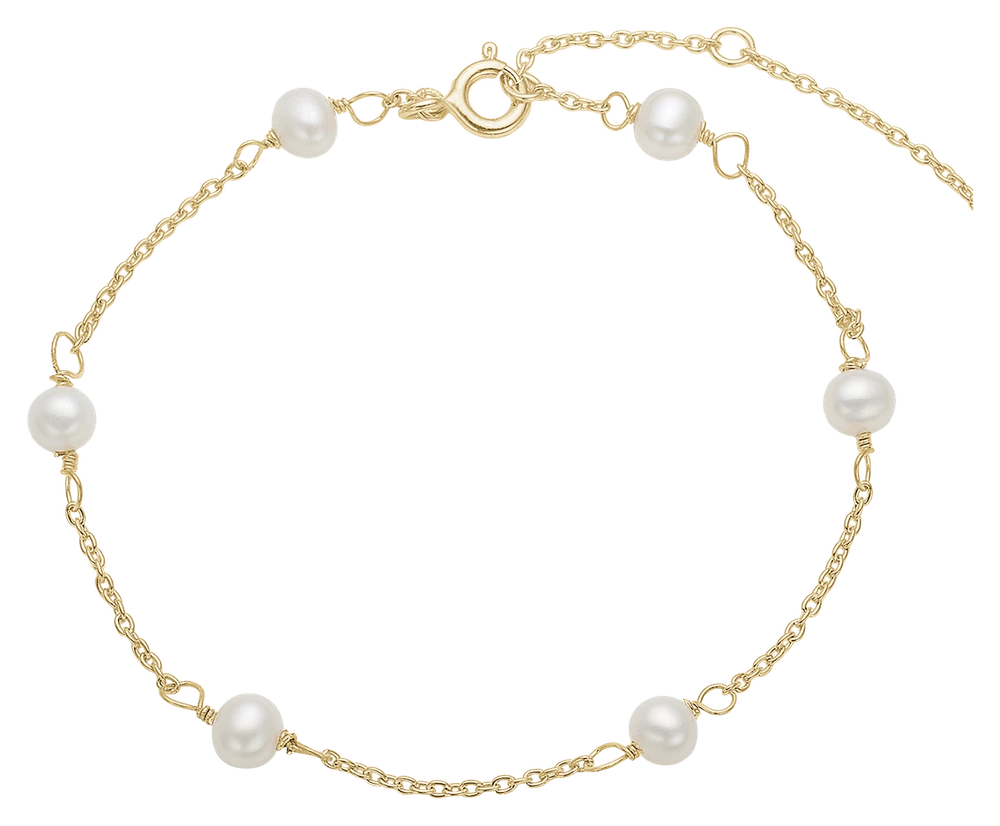 Armbånd 8 Karat Guld med Ferskvandsperler 14,5 + 5,5 cm 1601-G8-05