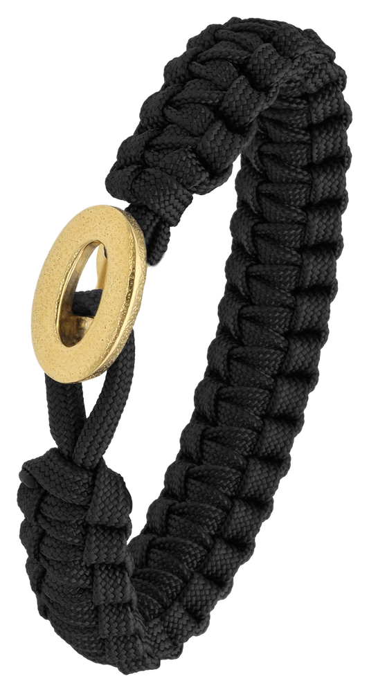Armbånd Sort med Børstet Forgyldt Sølv Lås 1604-FSTS-BLA-G06 — produktbilde