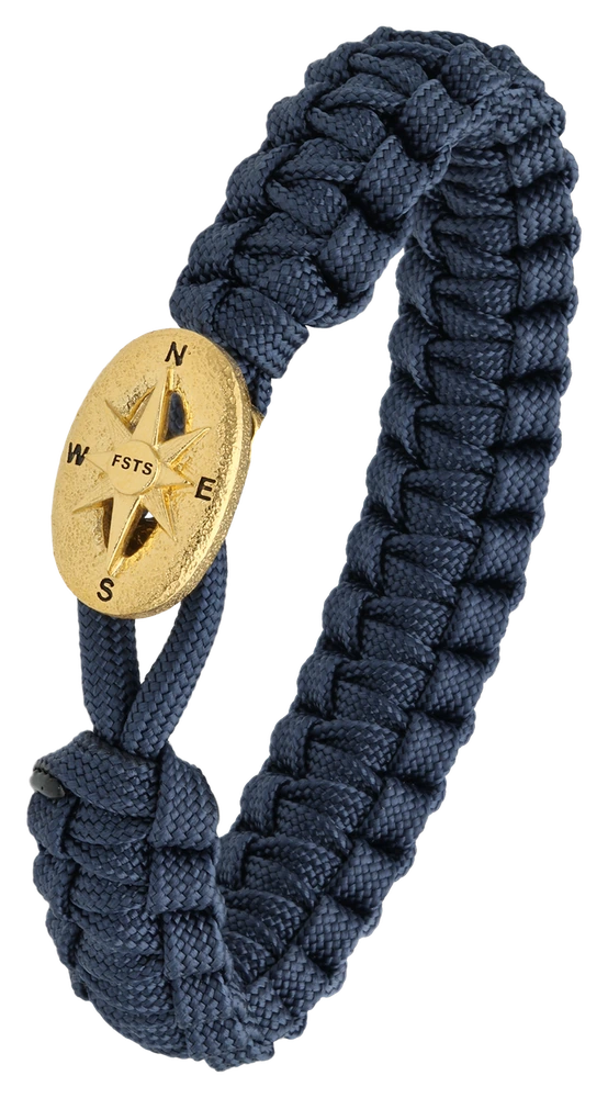 Armbånd Blå med Forgyldt Sterling Sølv Kompas Lås 1604-FSTS-Blu-G09 — product photo