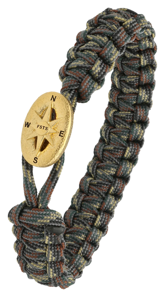 Armbånd Camouflage med Forgyldt Sterling Sølv Kompas Lås 1604-FSTS-Cam-G09