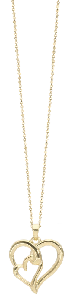 Halskæde med Vedhæng Heart Beat 8 Karat Guld Forgyldt Sterling Sølv Kæde 45 cm 1680-G8-73-45