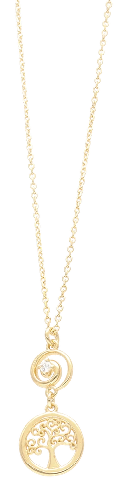 Halskæde med Vedhæng Livets Træ Forgyldt Sterling Sølv 45 cm 1680-S-G113