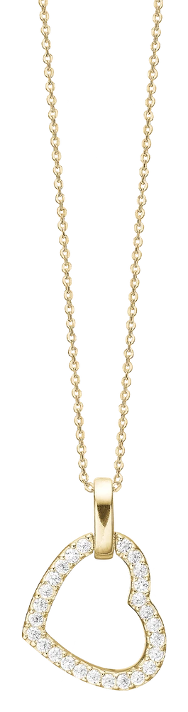 Halskæde med Vedhæng Heart Forgyldt Sterling Sølv 45 cm 1680-S-G71-45