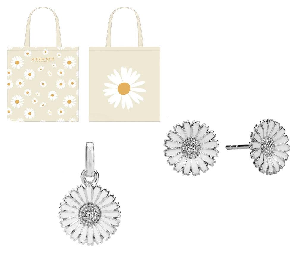 Marguerit Sæt Vedhæng Ørestikker Softbag Sterling Sølv 1685-M-25-S