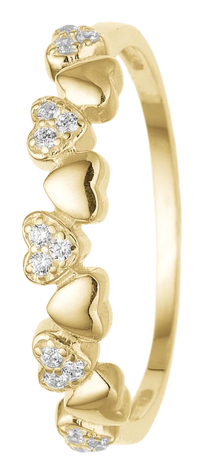 Ring Bånd med Hjerter 8 Karat Guld med Cubic Zirkonia 1800-G8-29
