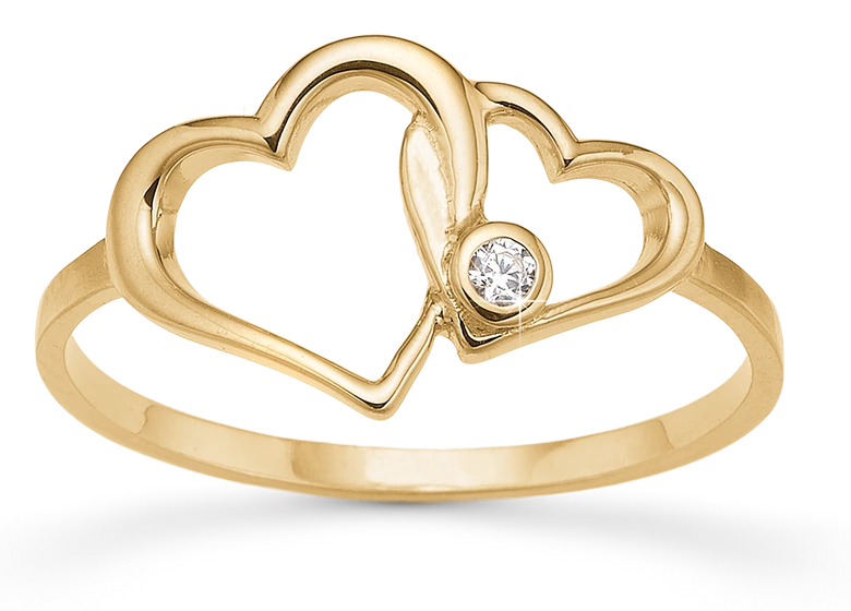 Ring Hjerter LG Diamant 8 Karat Guld 1800-KV-G8-G02