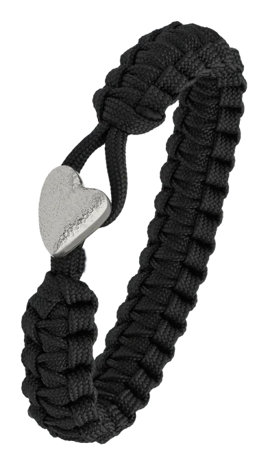 Armbånd sort med Heart lås sølvfarvet 2604-FSTS-BLA-S05