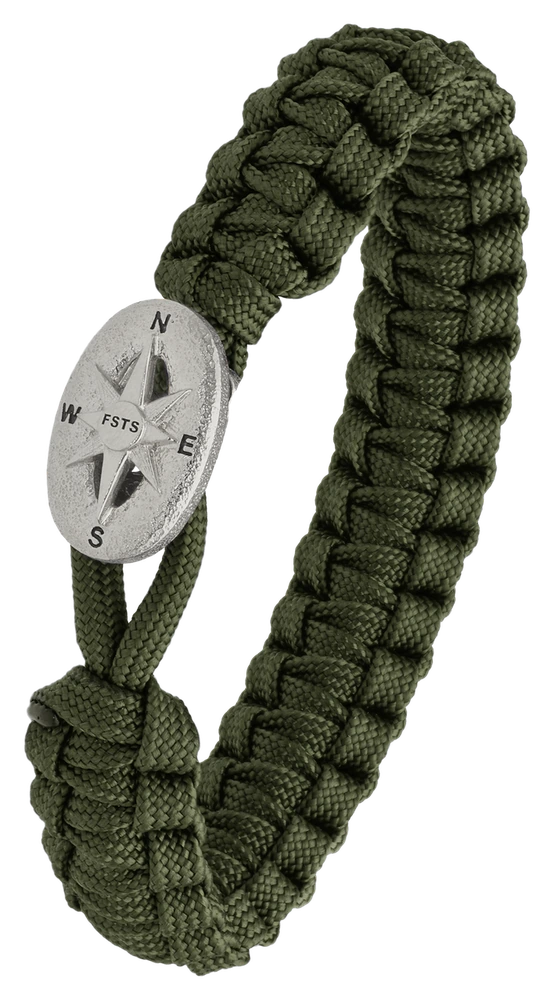 Armbånd grøn med Compass lås sølvfarvet 2604-FSTS-Gre-S09