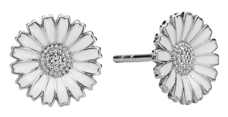 Ørestikker Marguerit Hvid 10 mm Rhodineret Sterling Sølv 4401600