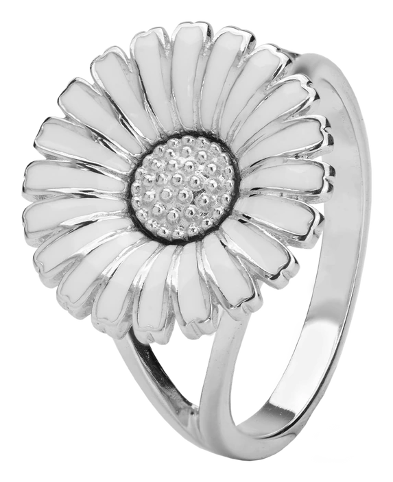 Ring Marguerit Hvid 15 mm Sterling Sølv 4405600