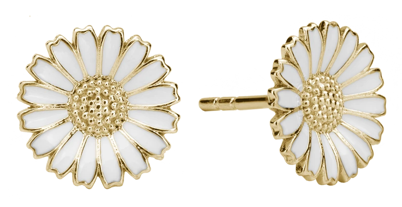 Ørestikker Marguerit Hvid 10 mm Forgyldt Sterling Sølv 5401600