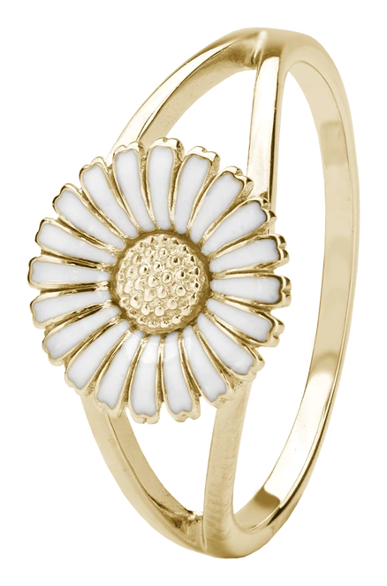 Ring Marguerit Hvid 10 mm Forgyldt Sterling Sølv 5405603