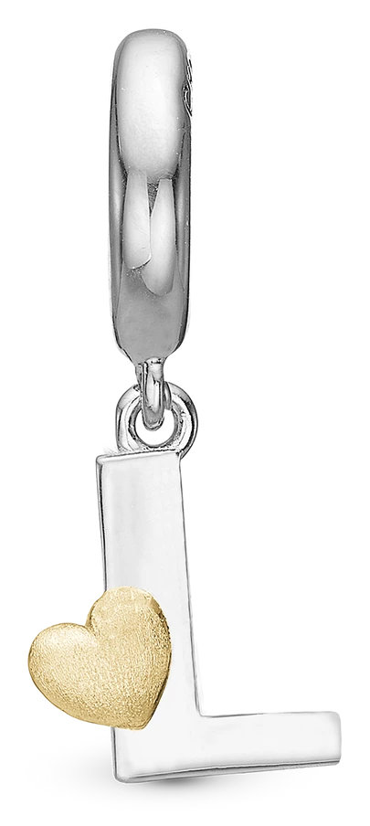 Bogstav L Hænger Charm 6 mm Til Armbånd i stål og forgyldt 610-BB120-L