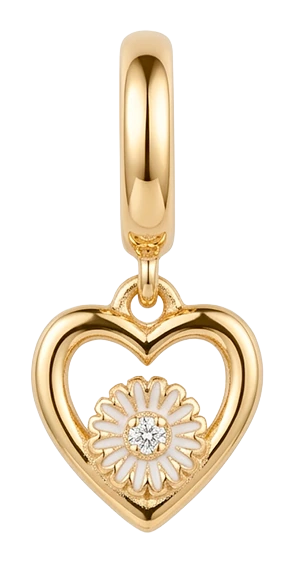 Marguerite Flower Love charm 6 mm forgyldt sølv 610-G156