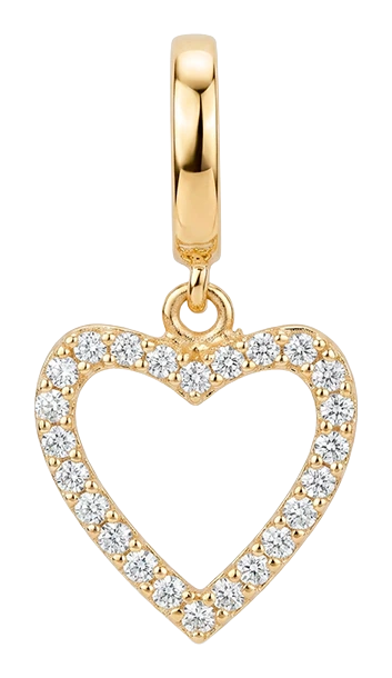 Shimmery Heart hænger charm 6 mm forgyldt sølv 610-G157