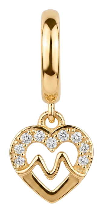 Beating Heart charm 6 mm forgyldt sølv 610-G161