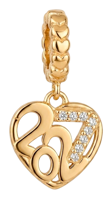 Year 2027 charm 6 mm forgyldt sølv 610-G162