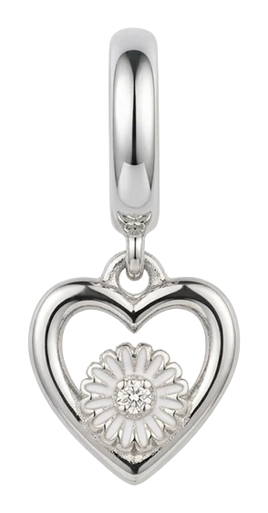 Marguerite Flower Love charm 6 mm sølv 610-S156