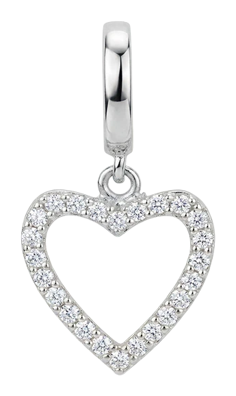 Shimmery Heart hænger charm 6 mm sølv 610-S157