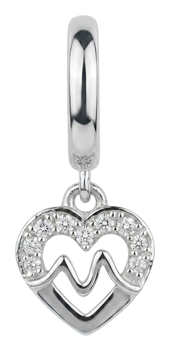 Beating Heart charm 6 mm sølv 610-S161