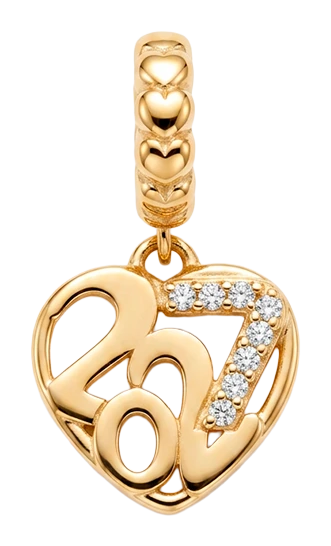 Year 2027 charm 4 mm forgyldt sølv 623-G409 — produktfoto