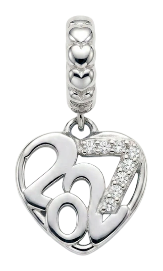 Year 2027 charm 4 mm sølv 623-S409 — Produktfoto