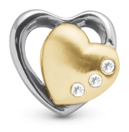 Hearts 2-tone Charm 6 mm til Classic Læderarmbånd 630-G60 — produktfoto