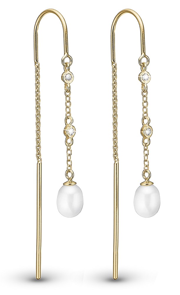 Pearl Drops Hænge Øreringe i forgyldt sterlingsølv 670-G53 — produktbilde