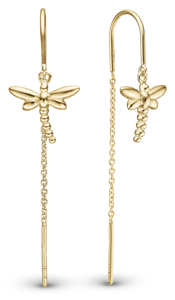 Dragonfly Hænge Øreringe i forgyldt sterlingsølv 670-G61 — produktfoto