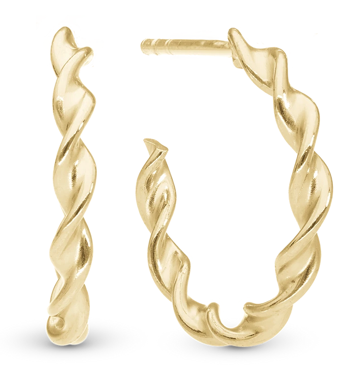Large Twisted Creol Hoops i forgyldt sterlingsølv 670-G89 — produktfoto