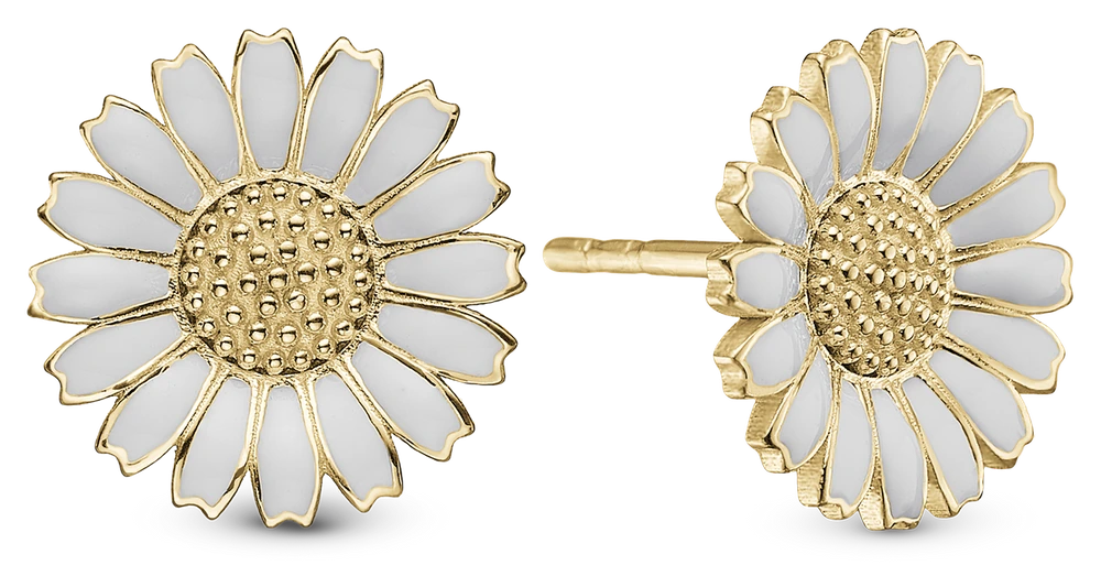 Marguerit 12mm Ørestikker i forgyldt sterlingsølv 671-G122