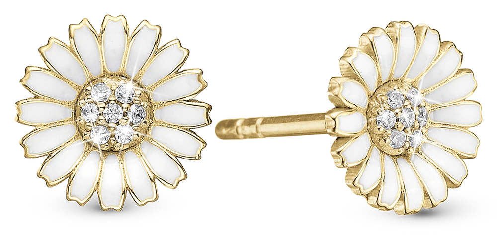 Marguerit CZ 8mm Ørestikker i forgyldt sterlingsølv 671-G123 — produktfoto