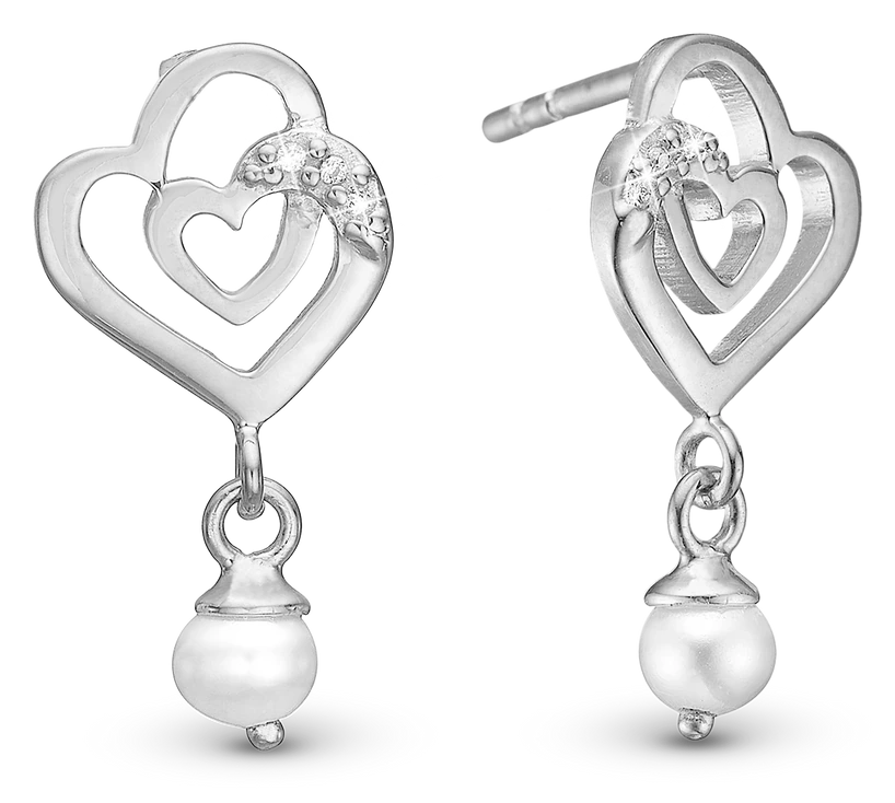 Two Hearts Ørestikker i sterlingsølv 671-S121 — produktfoto