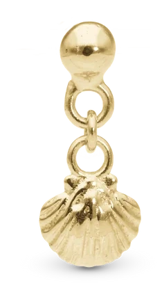 Dangling Clam shell Enkelt Ørestik / Single Stud i forgyldt sterlingsølv 676-G10 — produktfoto