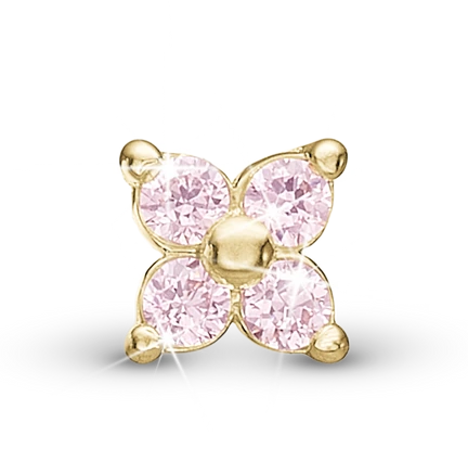 Magic pink Enkelt Ørestik / Single Stud i forgyldt sterlingsølv 676-G21 — produktfoto