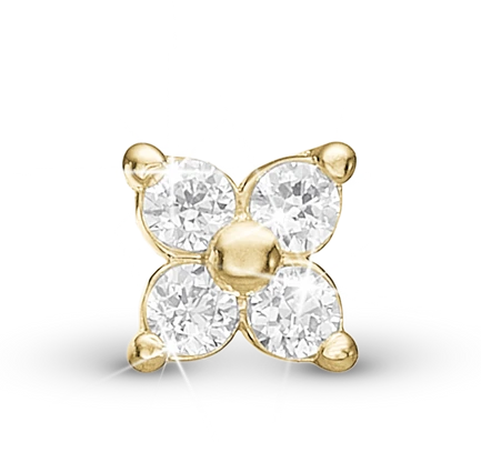 Magic white Enkelt Ørestik / Single Stud i forgyldt sterlingsølv 676-G36 — produktfoto