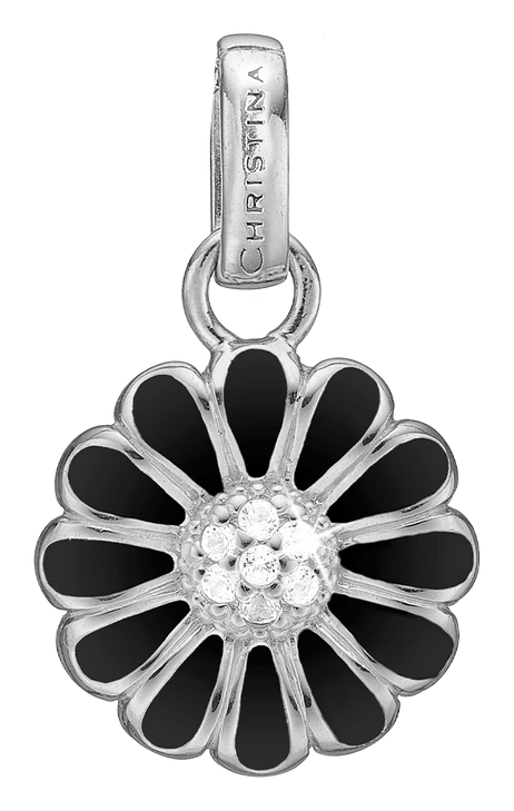 16 mm Sort Marguerit Vedhæng i sterlingsølv 680-S30black — produktbilde