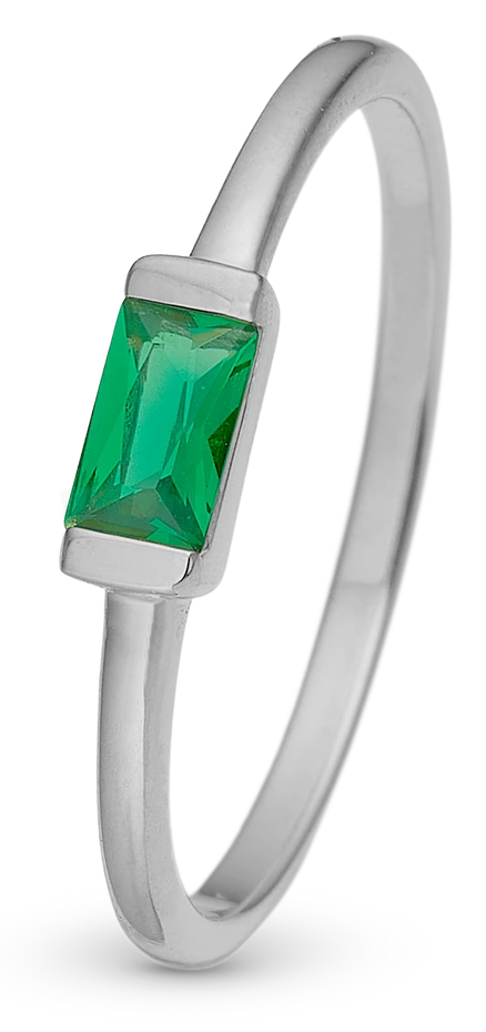 Green single Baguette Ring i sterlingsølv 800-1.16.A — produktfoto