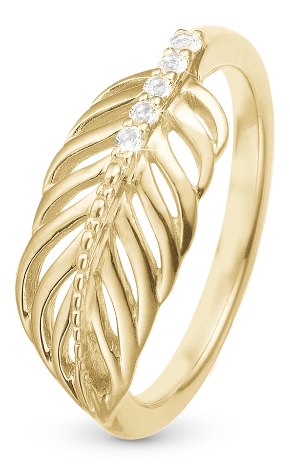 Feather Ring i forgyldt sterlingsølv 800-2.15.B — Produktfoto