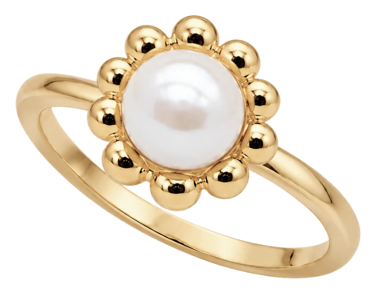 Flower Pearl ring forgyldt sølv 800-4.16.B