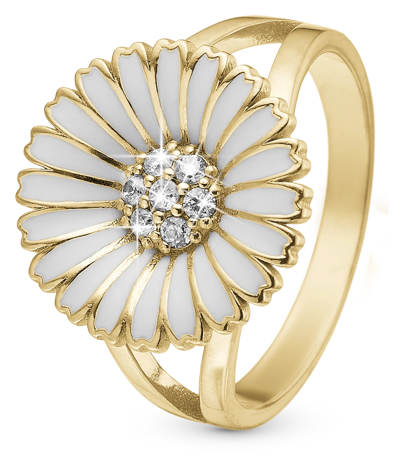 Marguerit Ø15mm Ring i forgyldt sterlingsølv 800-6.2.B