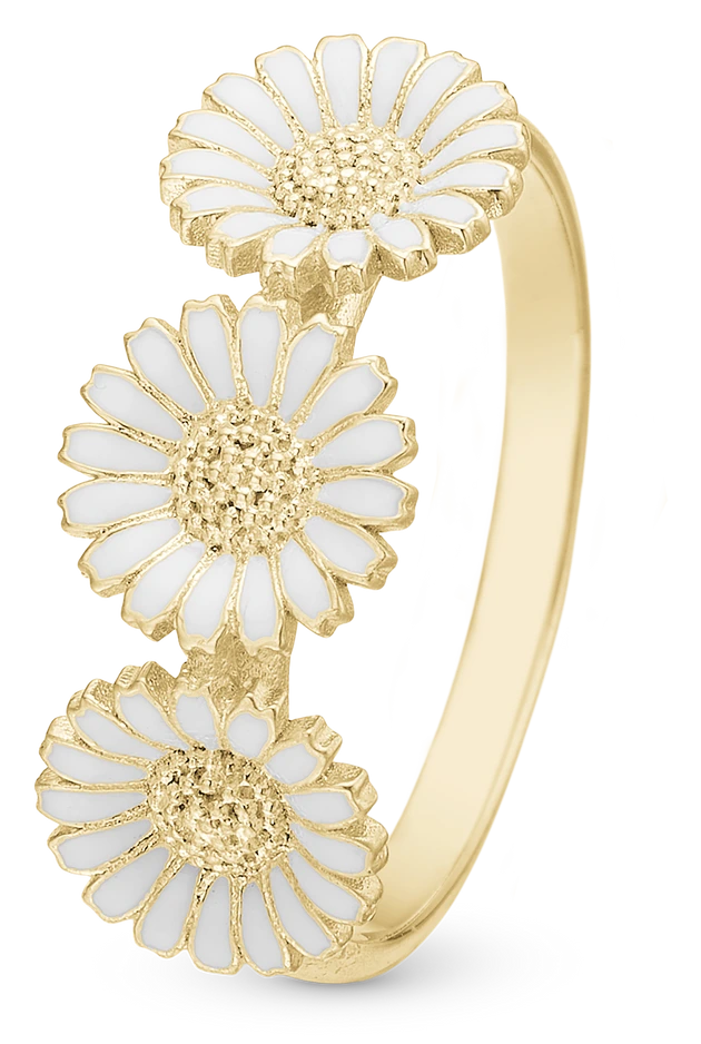 Triple Marguerit Ring i forgyldt sterlingsølv 800-7.2.B — product photo